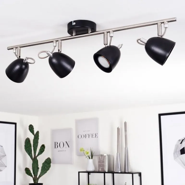 Plafonnier Moesdorf Nickel mat, Noir, 4 lumières