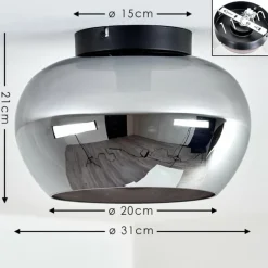 Plafonnier Molloy Chrome, Fumé, 1 lumière