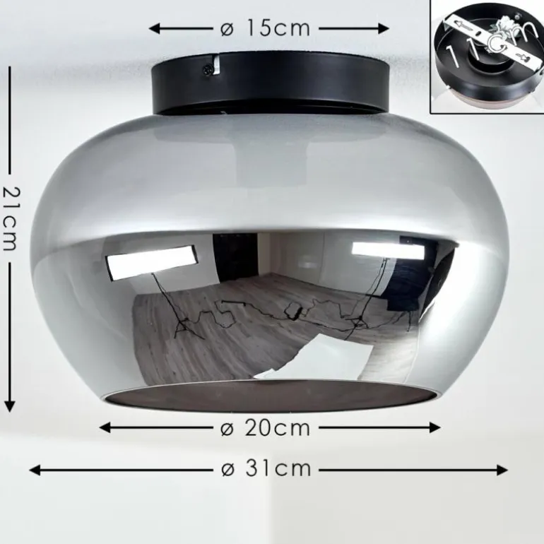 Plafonnier Molloy Chrome, Fumé, 1 lumière