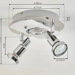 Plafonnier Morges LED Chrome, Nickel mat, 2 lumières