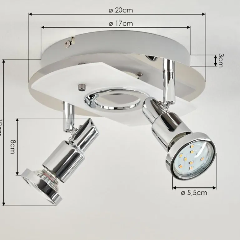 Plafonnier Morges LED Chrome, Nickel mat, 2 lumières