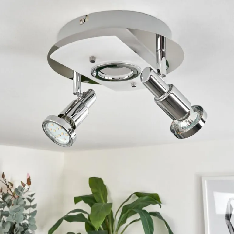 Plafonnier Morges LED Chrome, Nickel mat, 2 lumières