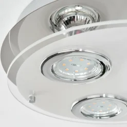 Plafonnier Morges LED Chrome, Blanc, 3 lumières