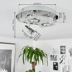Plafonnier Morges LED Chrome, Blanc, 3 lumières