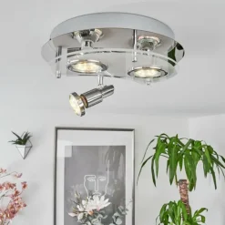 Plafonnier Morges LED Chrome, Blanc, 3 lumières