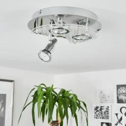 Plafonnier Morges LED Chrome, Blanc, 3 lumières