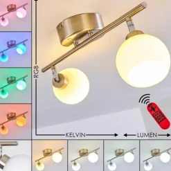 Plafonnier Motala LED Nickel mat, 2 lumières, Télécommandes, Changeur de couleurs