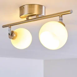Plafonnier Motala LED Nickel mat, 2 lumières, Télécommandes, Changeur de couleurs