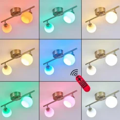Plafonnier Motala LED Nickel mat, 2 lumières, Télécommandes, Changeur de couleurs