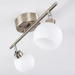 Plafonnier Motala LED Nickel mat, 2 lumières, Télécommandes, Changeur de couleurs