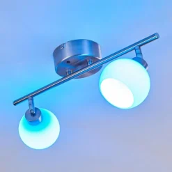 Plafonnier Motala LED Nickel mat, 2 lumières, Télécommandes, Changeur de couleurs