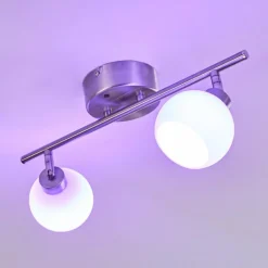 Plafonnier Motala LED Nickel mat, 2 lumières, Télécommandes, Changeur de couleurs