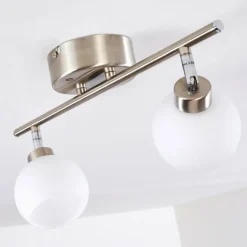 Plafonnier Motala LED Nickel mat, 2 lumières, Télécommandes, Changeur de couleurs