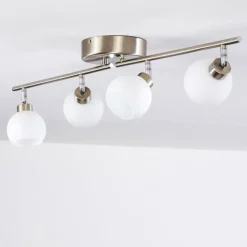 Plafonnier Motala LED Nickel mat, 4 lumières, Télécommandes, Changeur de couleurs