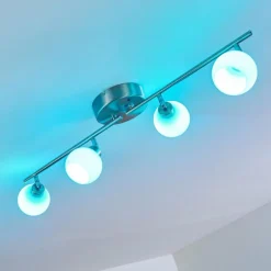 Plafonnier Motala LED Nickel mat, 4 lumières, Télécommandes, Changeur de couleurs