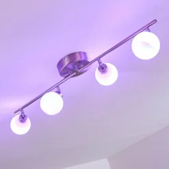 Plafonnier Motala LED Nickel mat, 4 lumières, Télécommandes, Changeur de couleurs