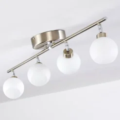 Plafonnier Motala LED Nickel mat, 4 lumières, Télécommandes, Changeur de couleurs