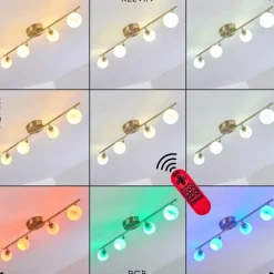 Plafonnier Motala LED Nickel mat, 4 lumières, Télécommandes, Changeur de couleurs