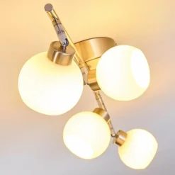 Plafonnier Motala LED Nickel mat, 4 lumières, Télécommandes, Changeur de couleurs