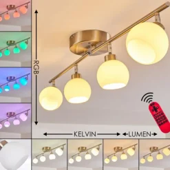 Plafonnier Motala LED Nickel mat, 4 lumières, Télécommandes, Changeur de couleurs