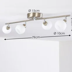 Plafonnier Motala LED Nickel mat, 4 lumières, Télécommandes, Changeur de couleurs