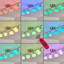 Plafonnier Motala LED Nickel mat, 4 lumières, Télécommandes, Changeur de couleurs
