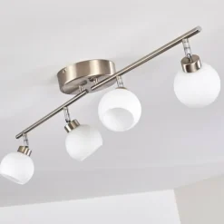 Plafonnier Motala LED Nickel mat, 4 lumières, Télécommandes, Changeur de couleurs