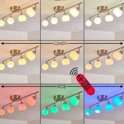 Plafonnier Motala LED Nickel mat, 4 lumières, Télécommandes, Changeur de couleurs