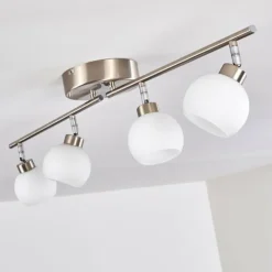 Plafonnier Motala LED Nickel mat, 4 lumières, Télécommandes, Changeur de couleurs