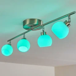 Plafonnier Motala LED Nickel mat, 4 lumières, Télécommandes, Changeur de couleurs