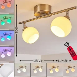 Plafonnier Motala LED Nickel mat, 2 lumières, Télécommandes, Changeur de couleurs