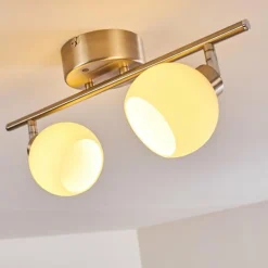 Plafonnier Motala LED Nickel mat, 2 lumières, Télécommandes, Changeur de couleurs