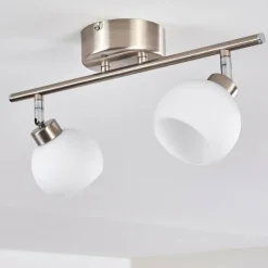 Plafonnier Motala LED Nickel mat, 2 lumières, Télécommandes, Changeur de couleurs
