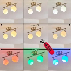 Plafonnier Motala LED Nickel mat, 2 lumières, Télécommandes, Changeur de couleurs