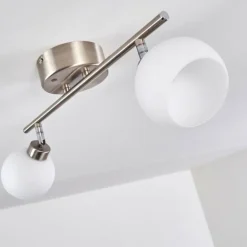 Plafonnier Motala LED Nickel mat, 2 lumières, Télécommandes, Changeur de couleurs
