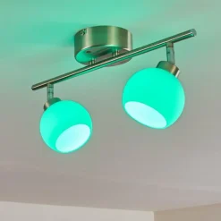 Plafonnier Motala LED Nickel mat, 2 lumières, Télécommandes, Changeur de couleurs