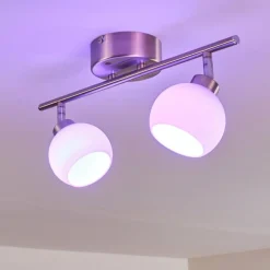 Plafonnier Motala LED Nickel mat, 2 lumières, Télécommandes, Changeur de couleurs