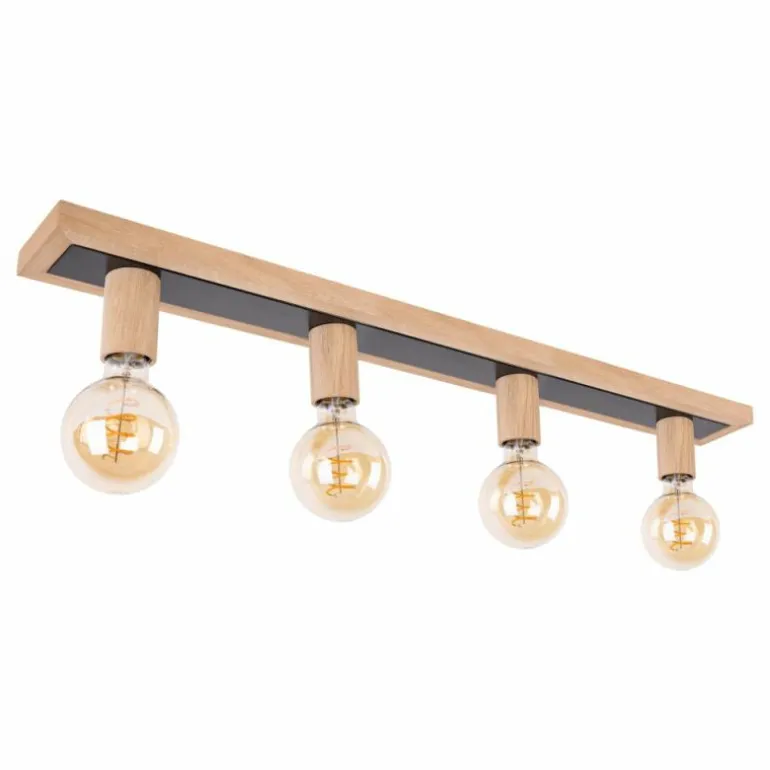 Plafonnier Mugueta Bois clair, 4 lumières