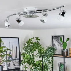 Plafonnier Naalisvaara Chrome, Blanc, 5 lumières
