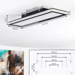 Plafonnier Nabbas LED Noir, 1 lumière