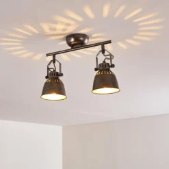 Plafonnier Nanlia Gris, Argenté, 2 lumières