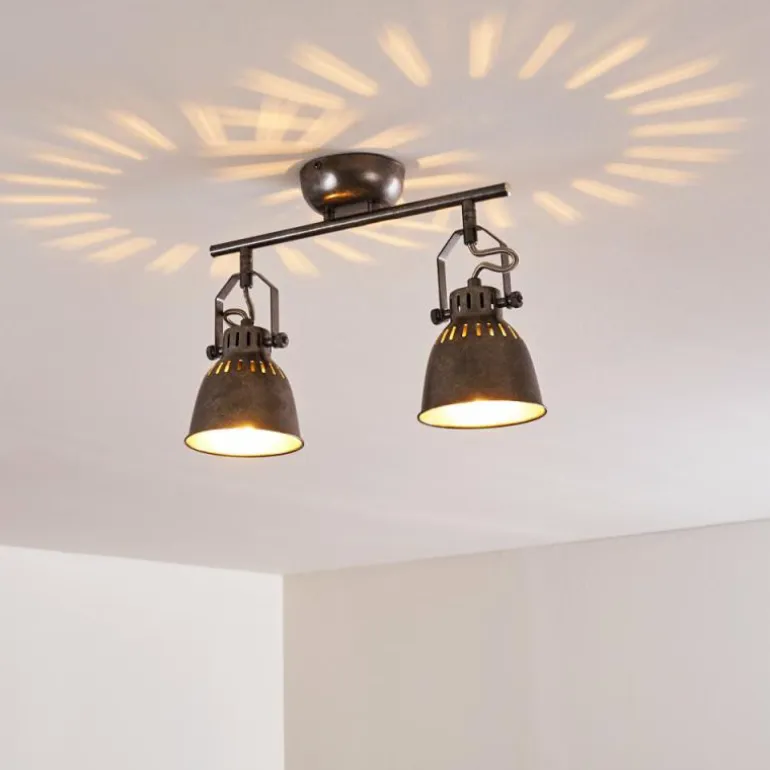 Plafonnier Nanlia Gris, Argenté, 2 lumières