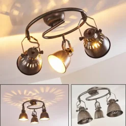 Plafonnier Nanlia Gris, Argenté, 3 lumières