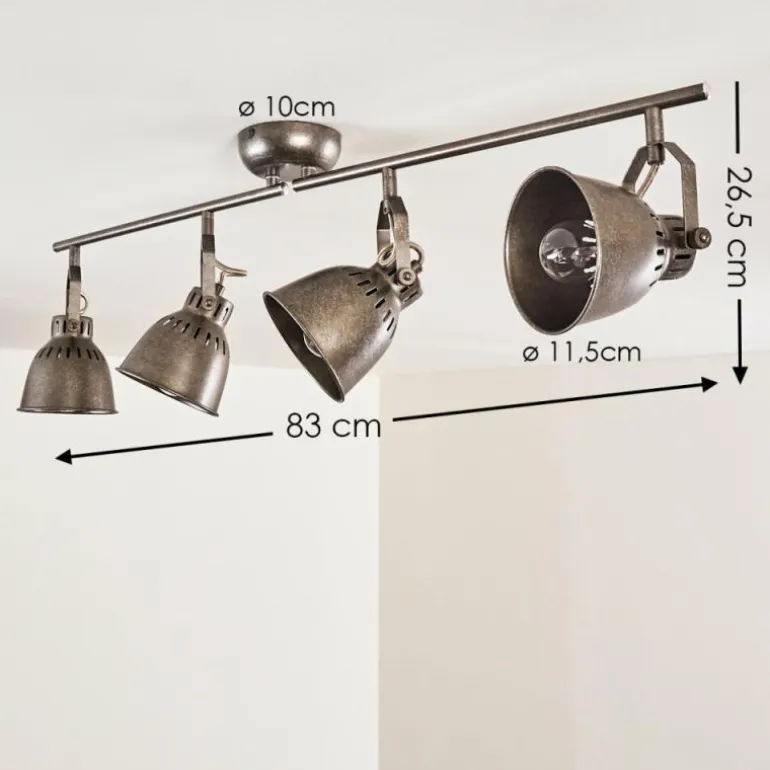 Plafonnier Nanlia Gris, Argenté, 4 lumières