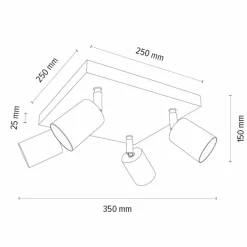 Plafonnier Nazca Bois clair, 4 lumières
