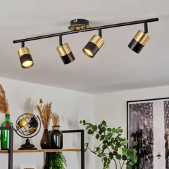 Plafonnier Neftenbach Laiton, Noir, 4 lumières