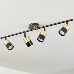 Plafonnier Neftenbach Laiton, Noir, 4 lumières