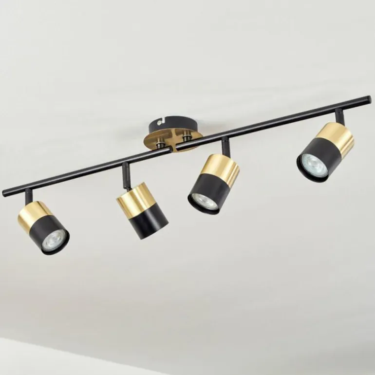 Plafonnier Neftenbach Laiton, Noir, 4 lumières