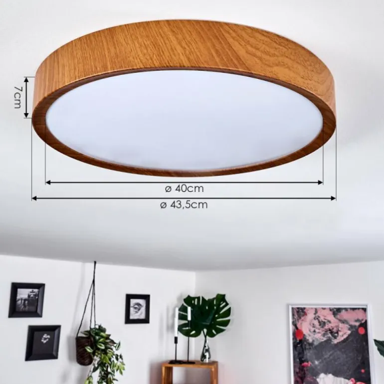 Plafonnier Nexo LED Couleur bois, Blanc, 1 lumière