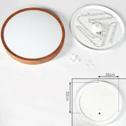 Plafonnier Nexo LED Couleur bois, Blanc, 1 lumière